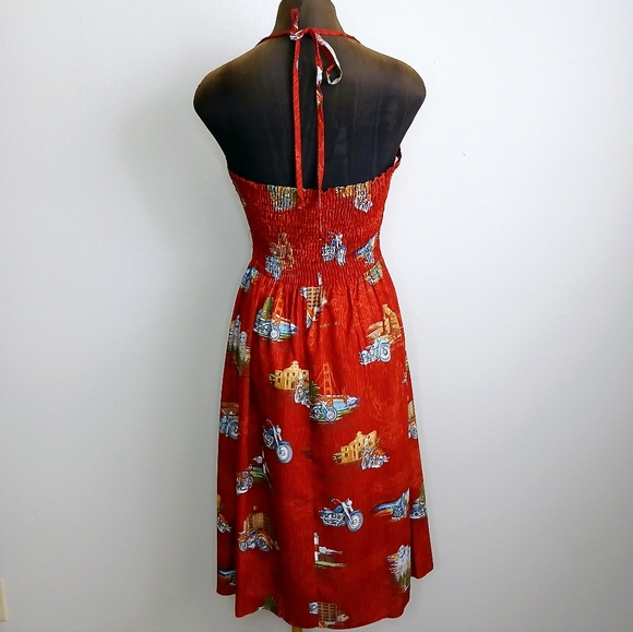 Harley Davidson Halter Dress Women's Size Large Road Trip BikerCore Midi - Picture 2 of 11